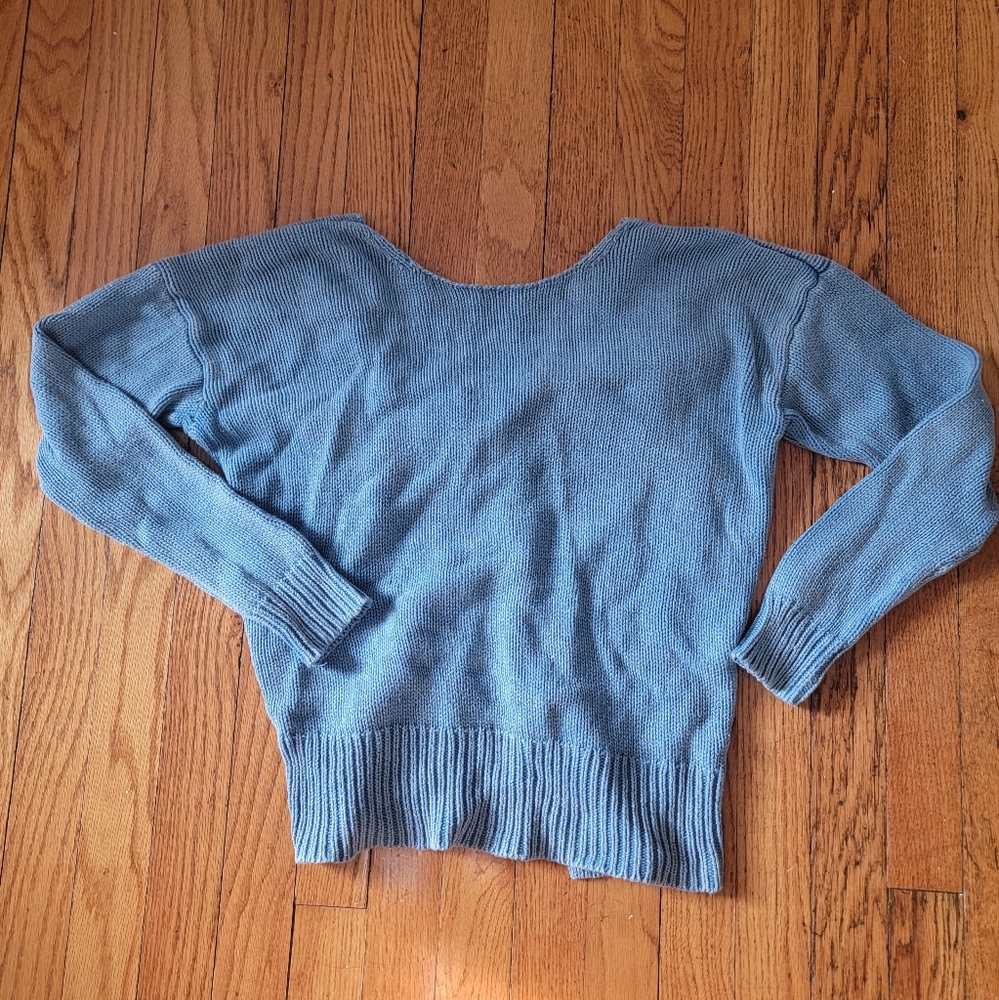 American Eagle light blue open twisted back sweater size S